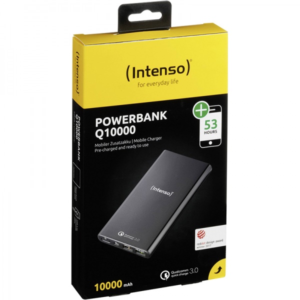 Зовнішній акумулятор (Powerbank) Intenso Q10000 10000 m/Ah silver (PB930272) 