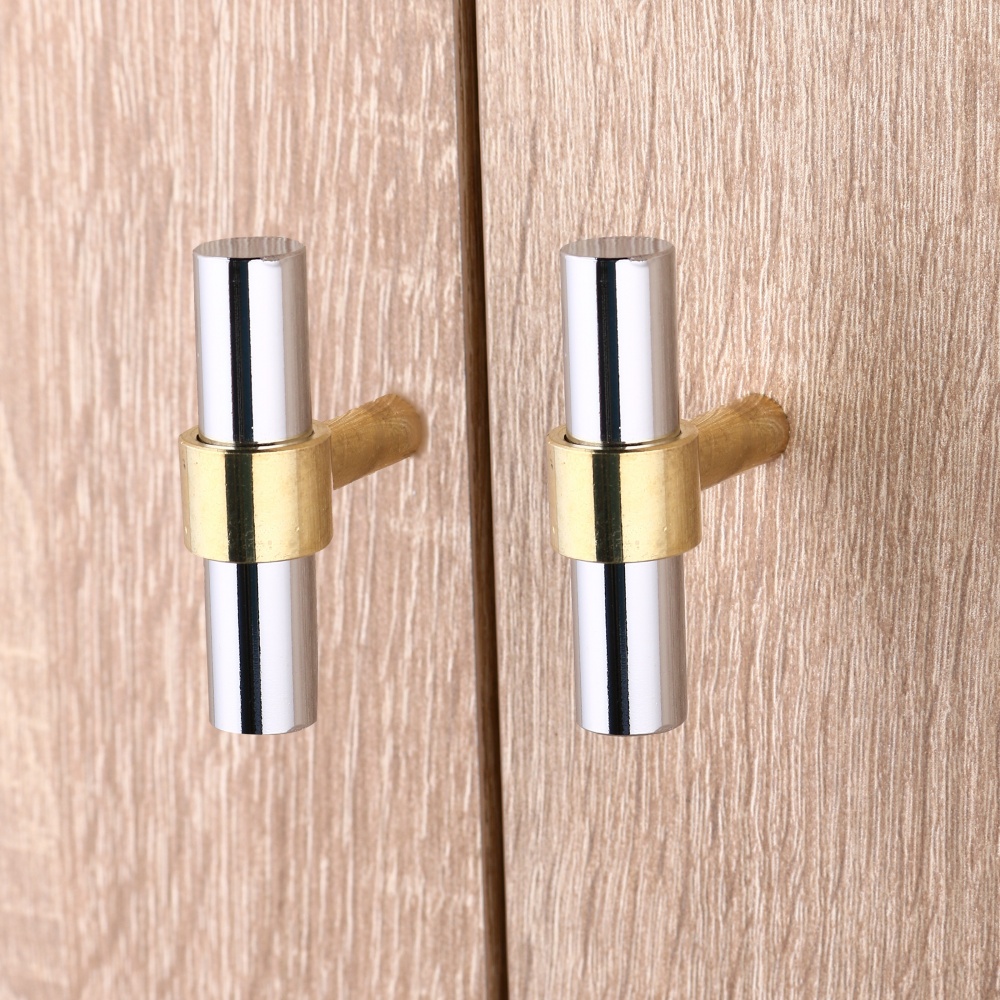 Ручка для меблів кнопка на один отвір мм золото/хром