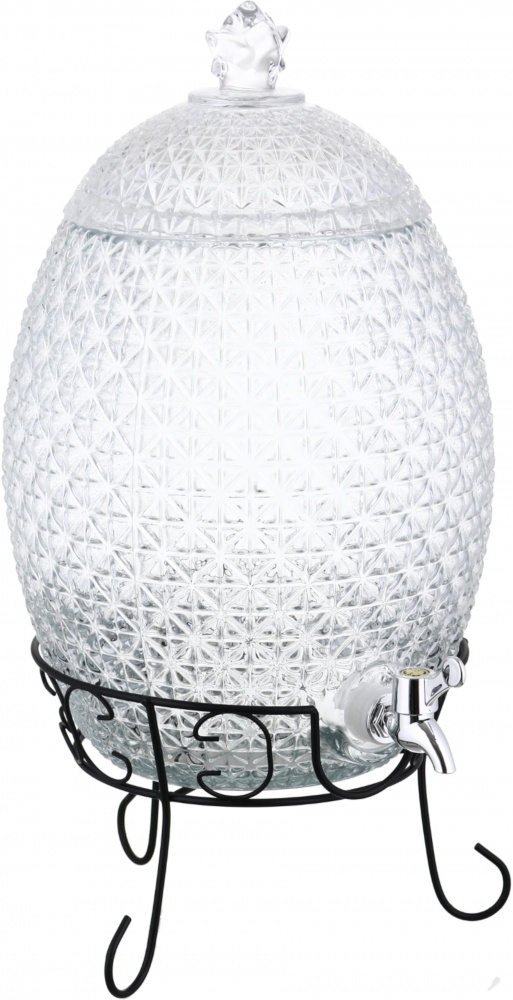 Емкость для напитков Maxmark Рineapple 10 л с крышкой и краном на металлической подставке