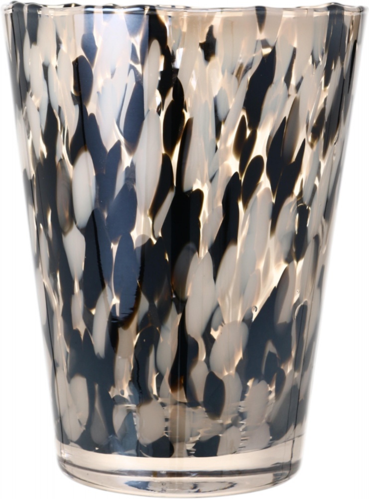 Ваза стеклянная Wrzesniak Glassworks Confetti 24 см черно-белая 27-1061D