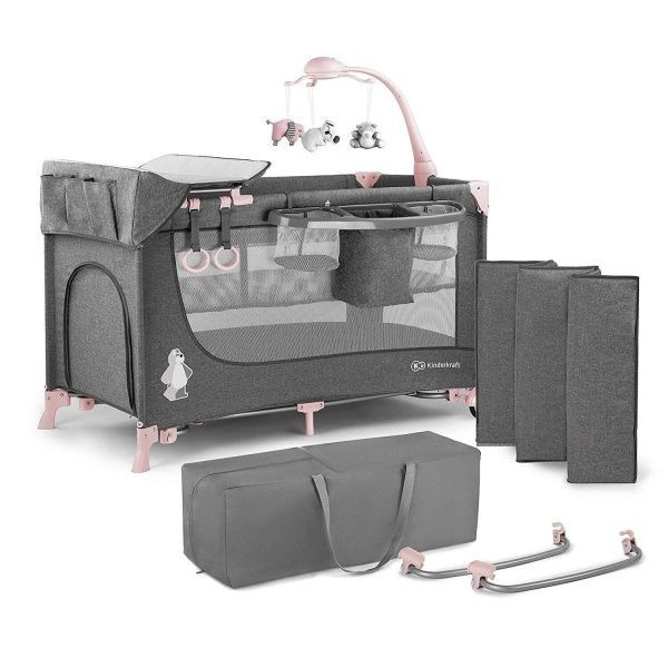 Манеж-ліжко Kinderkraft Joy з аксесуарами рожевий KKLJOYPNK000AC