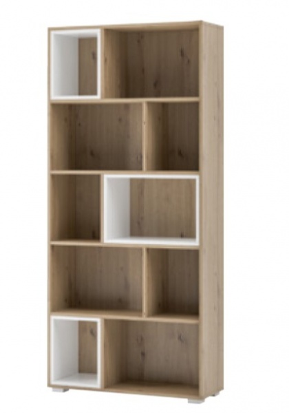 Стеллаж Світ Меблів со вставками Тони дуб артизан/белый 