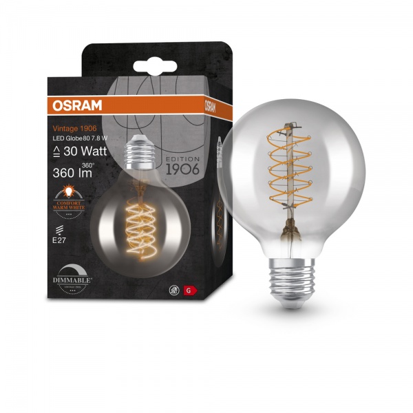 Лампа світлодіодна Osram Vintage FIL G80 818 SM dim 7,8 Вт прозора E27 220 В 1800 К 