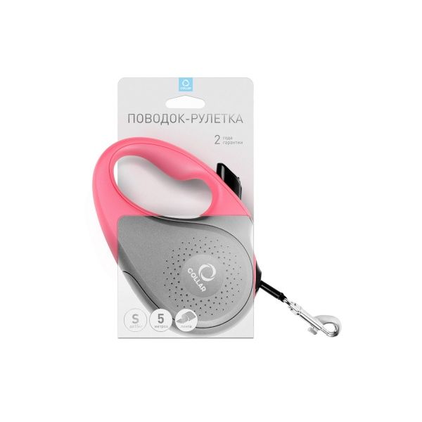 Поводок-рулетка Collar для собак S 15 кг 5 м лента розовый