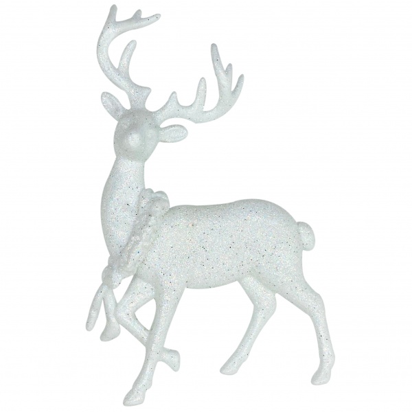 Елочная игрушка Олень 3Д 12x8x2 см белый