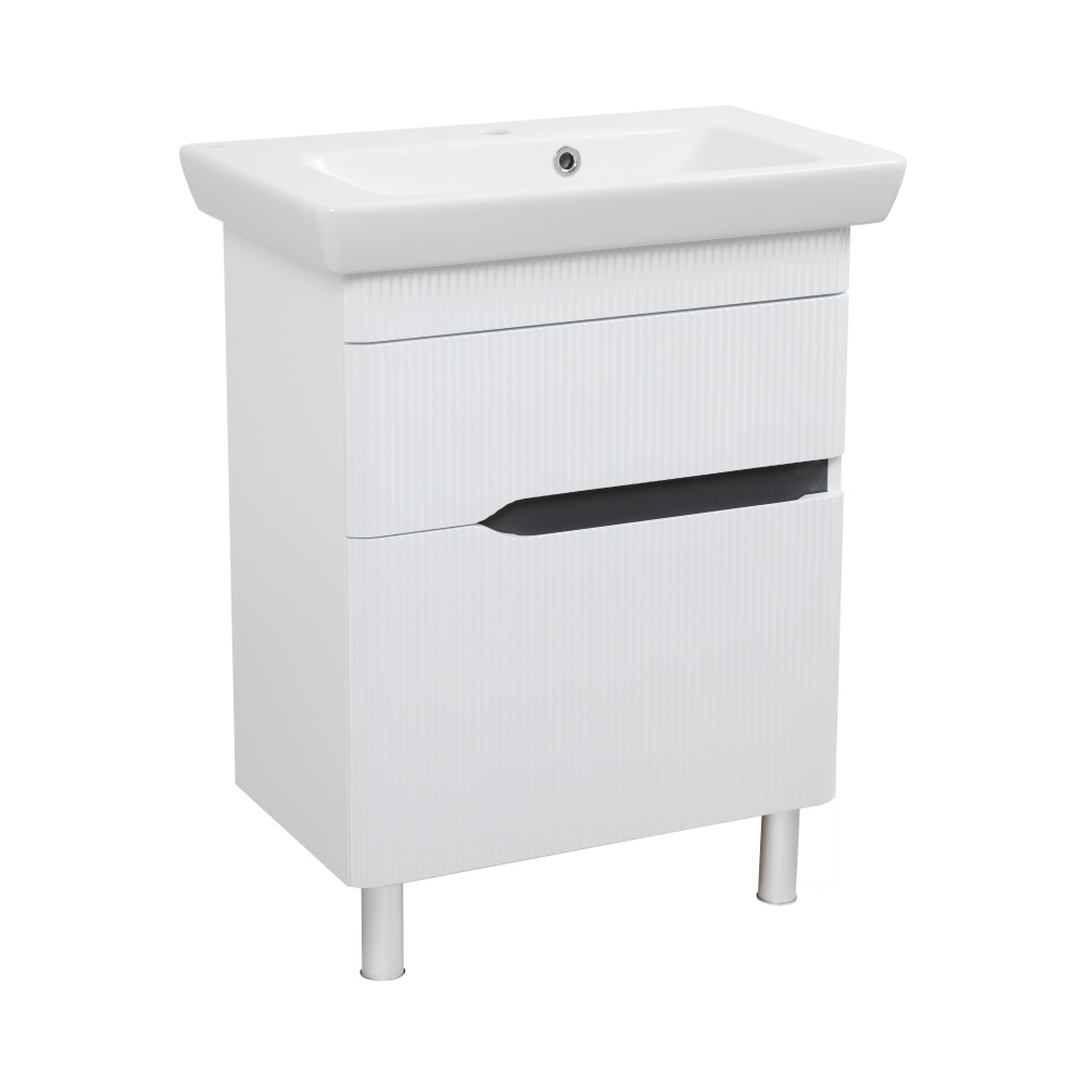 Тумба Aqua Rodos MONACO (белый мат) с умывальником Порто 65 см