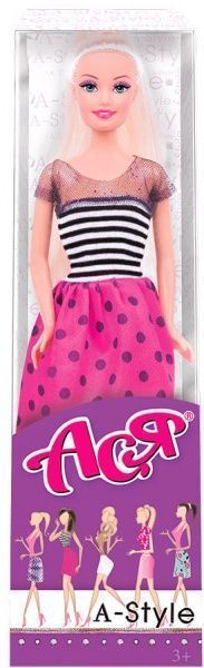 Кукла Ася А-стиль блондинка сукня в смужку (35127)