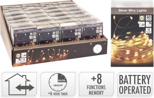 Электрогирлянда тепло-белый 8 режимов встроенный светодиод (LED) 80 ламп 4,1 м