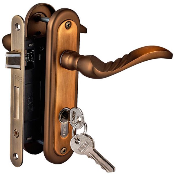 Замок врезной с ручками PZ Linde А-2001 PZ MACC 62,5 мм бронзовый