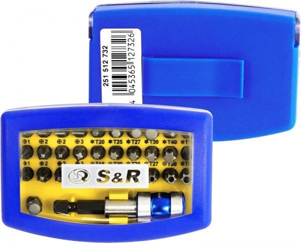 Набор бит S&R с держателем 32 шт. 251512732