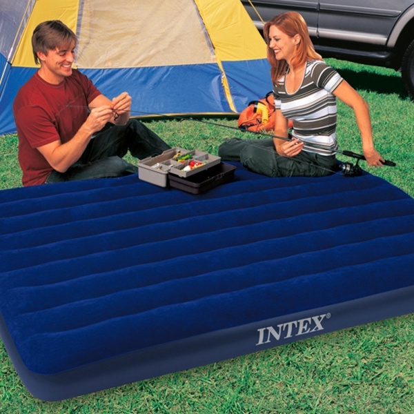 Матрас надувной Intex двухместный арт. 64759 (велюр) 203х152 см синий
