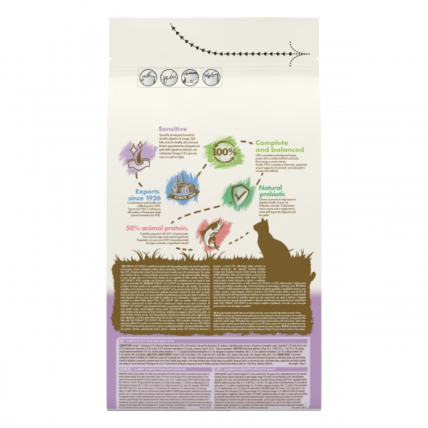 Корм сухой для взрослых кошек с чувствительной кожей и пищеварением Cat Chow Sensitive с лососем 1,5 кг