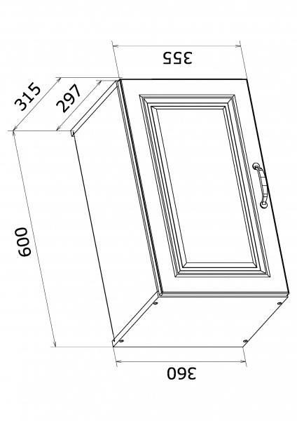 Шкаф верхний МС Глория Вм 60х36х31,5 см белый/дуб артизан Грейд