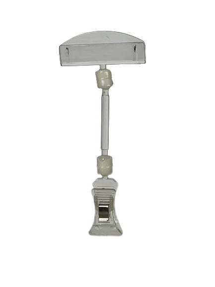 Держатель ценника с малой прищепкой с ножкой 50 мм пластиковый прозрачный 5 шт. 