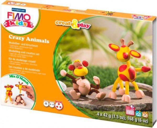 Набір пластики Fimo Мавпочка і жираф 4 кольори 42 г 