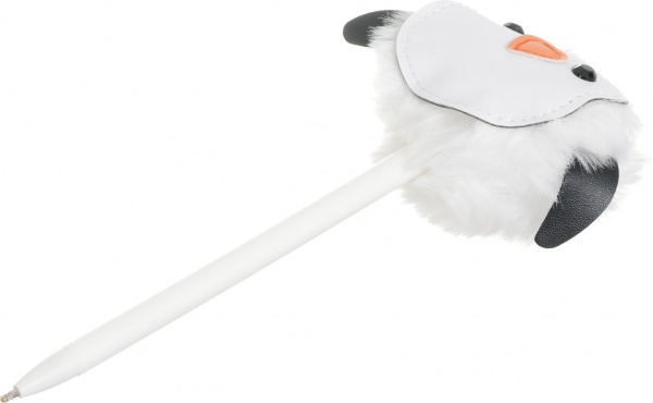 Ручка кулькова Пінгвін з штучним хутром білий 