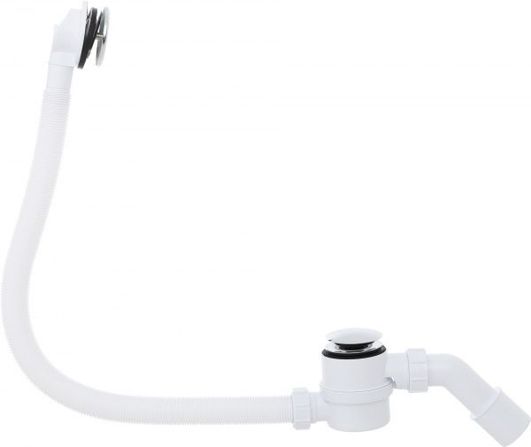 Сифон для ванны McAlpine клик-клак перелив хром, с ревизией сверху 1.1 / 2x40 / 50мм, Mcalpine HC2600CL