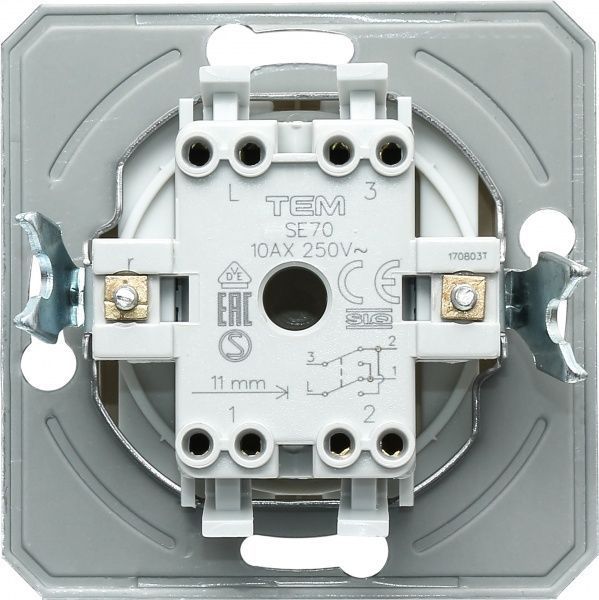 Переключатель перекрестный одноклавишный TEM Ekonomik без подсветки 10 А 250В слоновая кость SE70IWXO-U