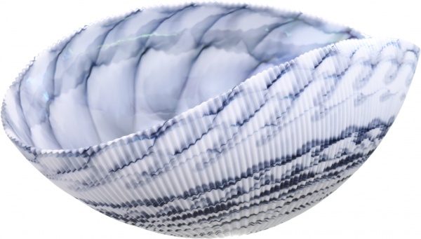 Фруктовница Yalos Murano SHELL 13 см белая с бирюзовыми нитями и перламутровым эффектом 