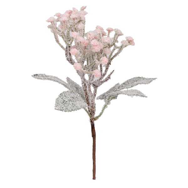 Веточка декоративная YES! Fun розовая заснеженная 23 см 973982 