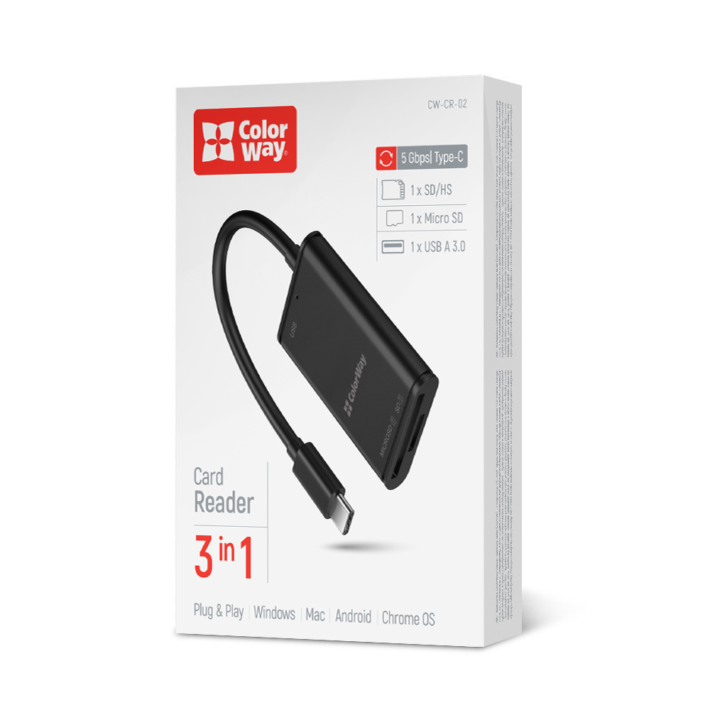 Кардрідер ColorWay USB-C to USB 3.0/SD/MicroSD (CW-CR-02)