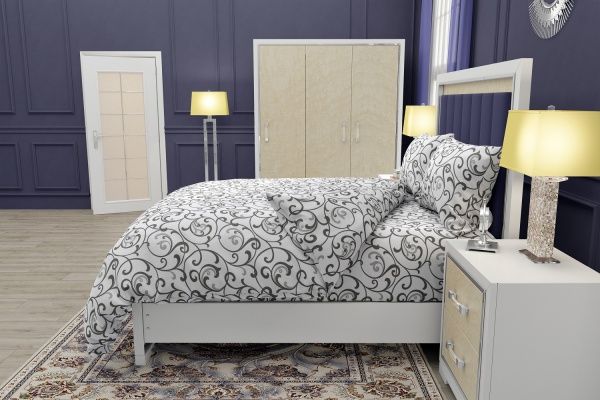 Комплект постільної білизни Буклє 1,5 біло-чорно-сірий Rigel 