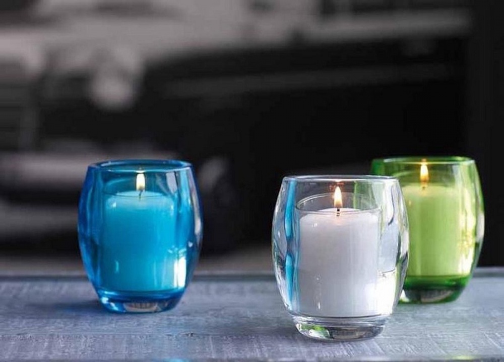 Подсвечник овальный 77/72 для чайных свечей аква Bolsius