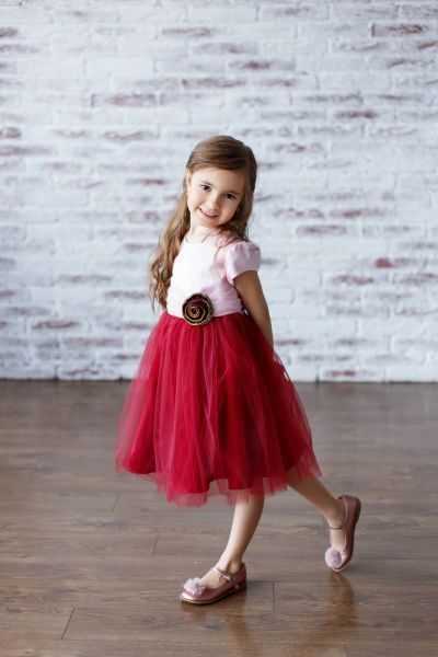 Платье Sasha р.116 розовый с бордовым 4094 