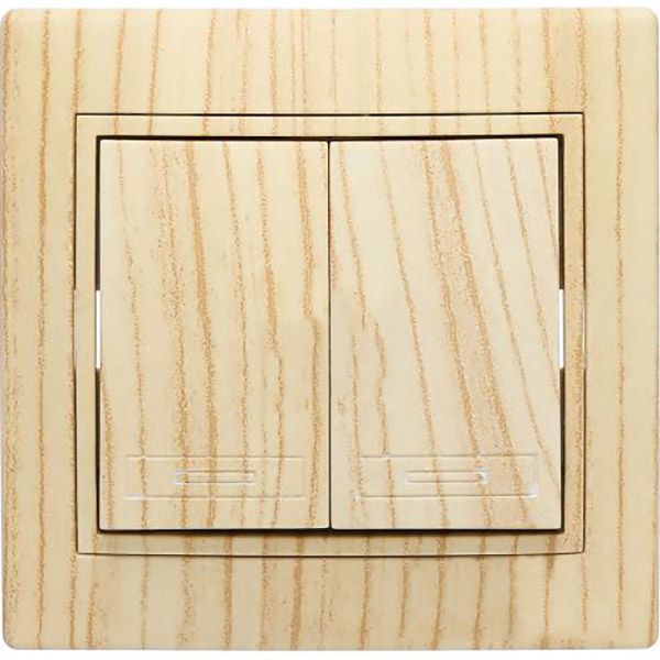 Выключатель двухклавишный Lezard Mira без подсветки 10 А 250В дуб беленый матовый 701-5252-101