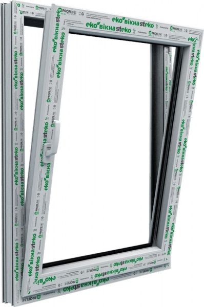 Вікно поворотно-відкидне Steko S400 58 500x1000 мм праве 