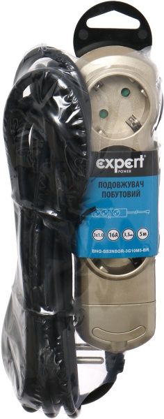 Удлинитель Expert Power с заземлением 5 гн. бронза 5 м BNG-SS3NSGR-3G10M5-BR 