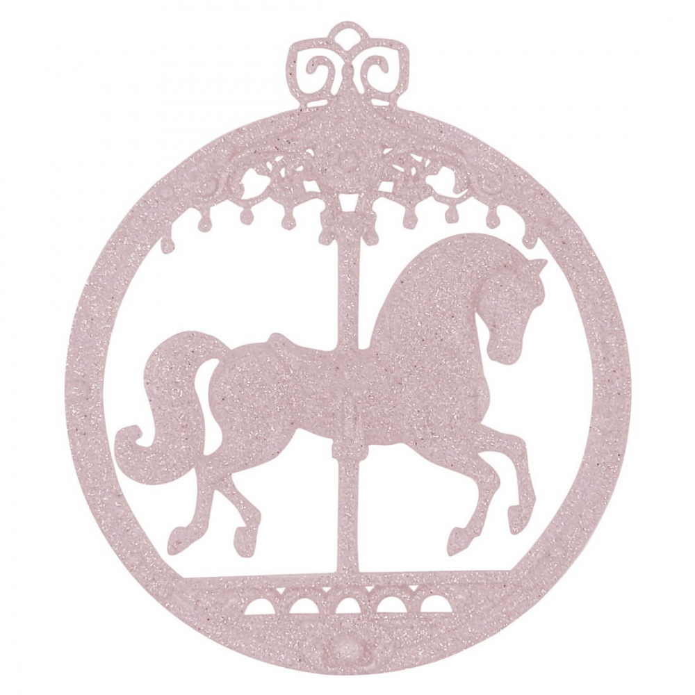 Украшение новогоднее MIS LT Лошадка-карусель 12 см розовый