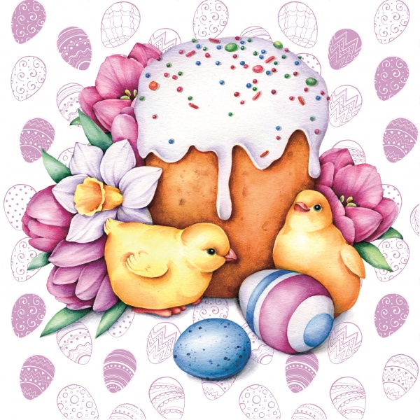 Салфетки столовые Silken Пасхальный кулич 33х33 см 16 шт.