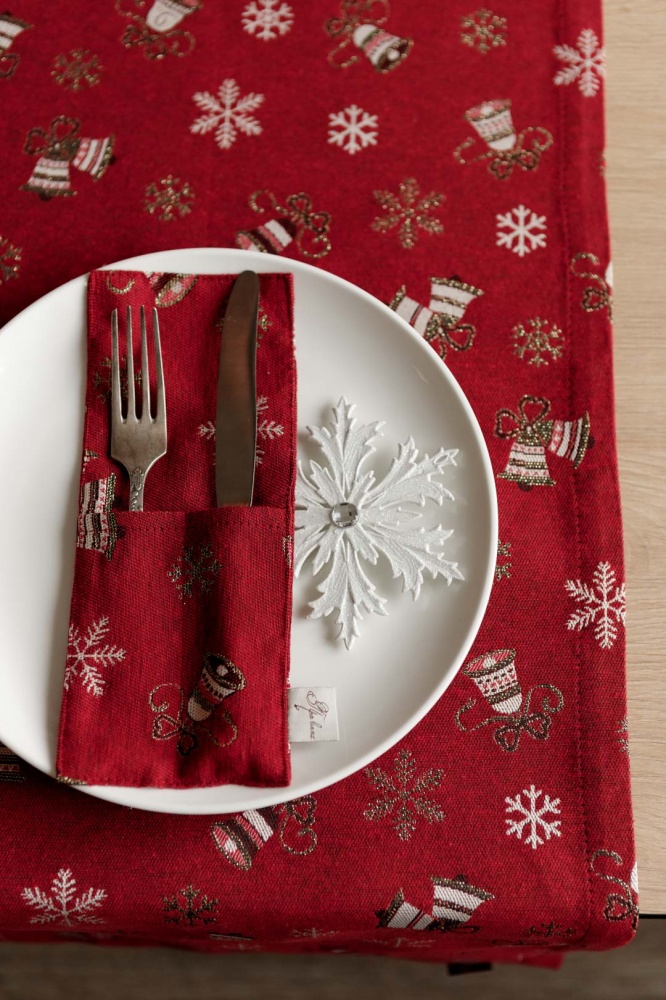 Чохол для приборів Прованс Дзвіночки на червоному 10x24 см