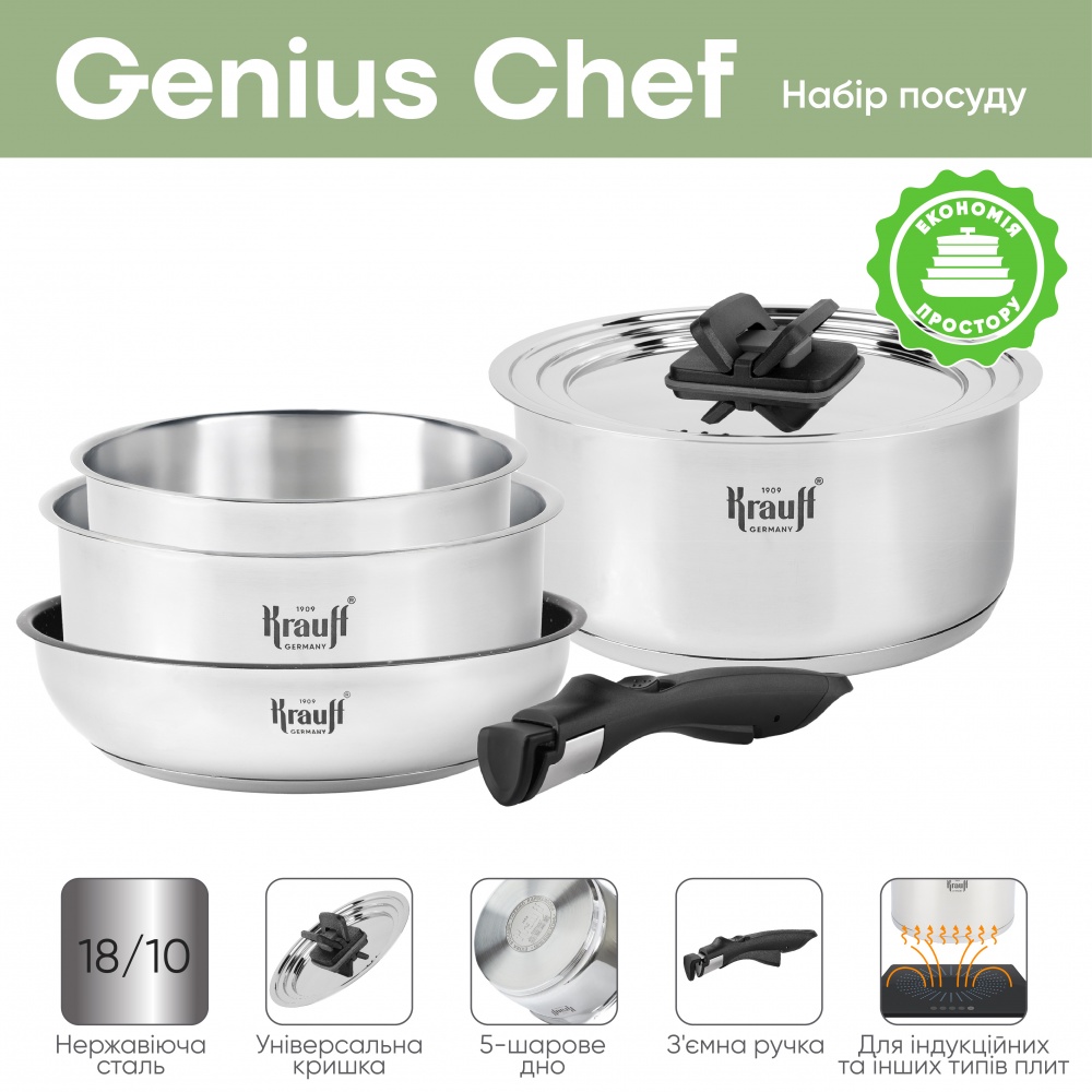 Набір посуду Krauff Genius Cook 6 предметів 26-303-015