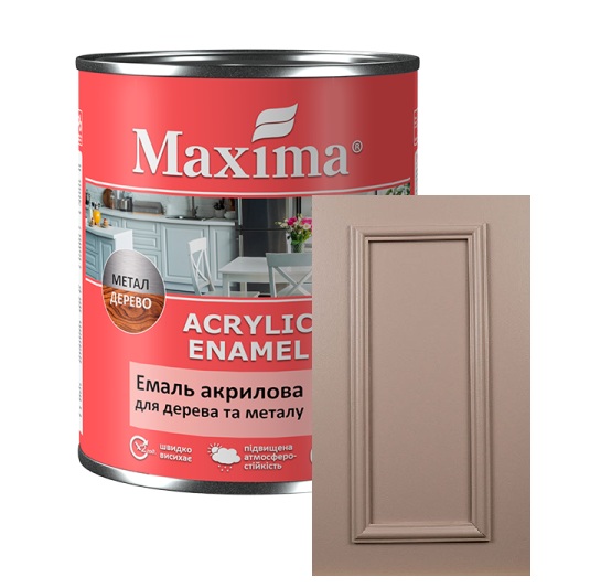 Емаль акрилова універсальна Maxima для дерева та металу капучино шовковистий мат 0,75л