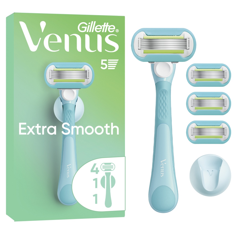 Станок для гоління Gillette Venus Extra Smooth з 4 змінними картриджами + гачок для бритви 1 шт.