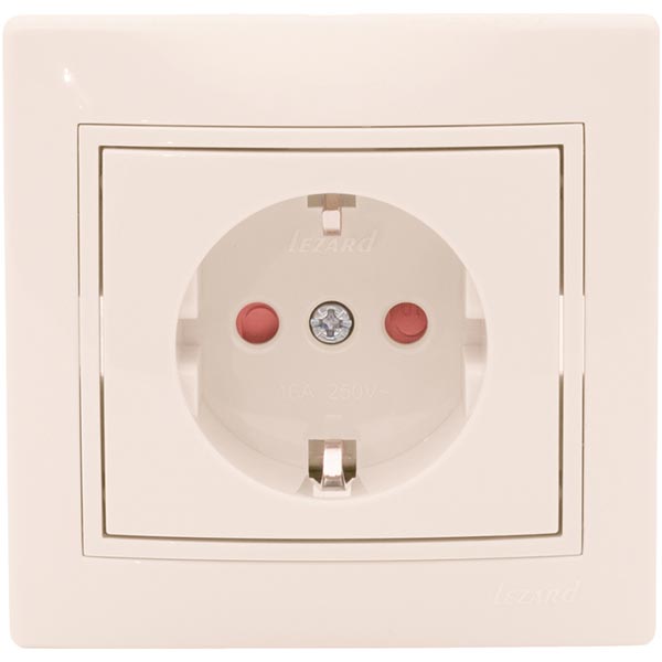 Розетка із заземленням Lezard Mira 16 А 250 В зі шторками кремовий