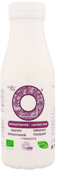 Йогурт Organic Milk безлактозний органічний з пробіотиком 2,5% 300г (4820178810845) 