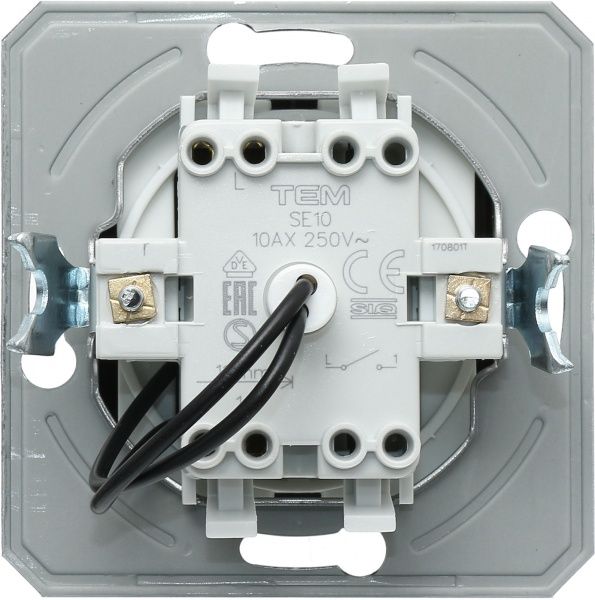 Вимикач одноклавішний TEM Ekonomik з підсвіткою 10 А 250В шоколадний SE10CBINXO-U