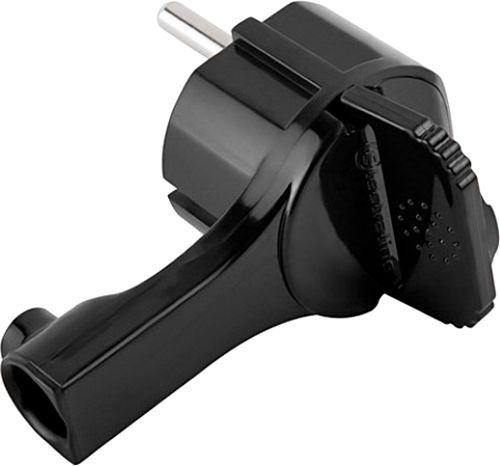 Вилка электрическая угловая Electraline ультра тонкая 90° с заземлением 220В 16А IP20 пластик черный