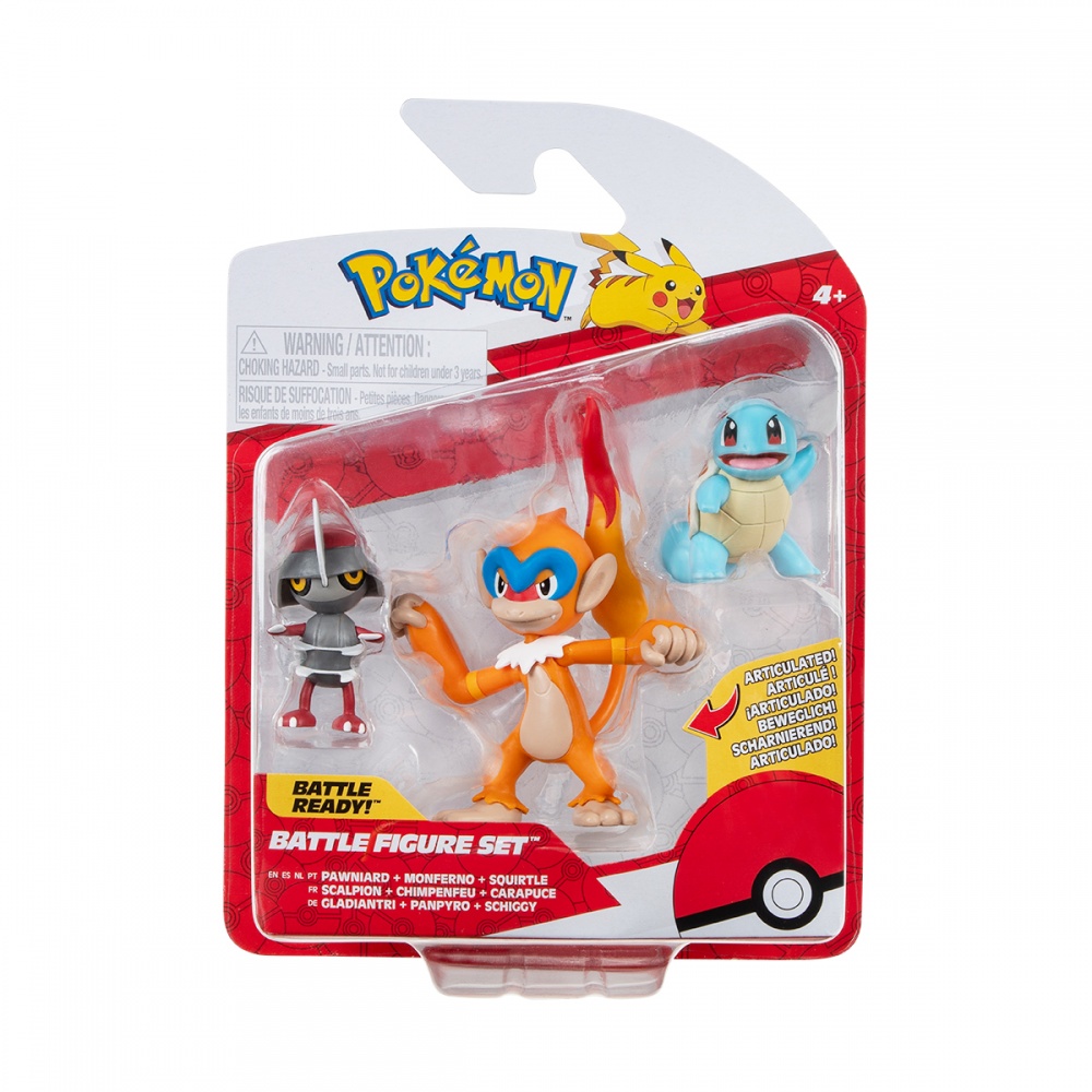 Набор игровых фигурок Pokemon Поньярд, Сквиртл, Монферно PKW3058