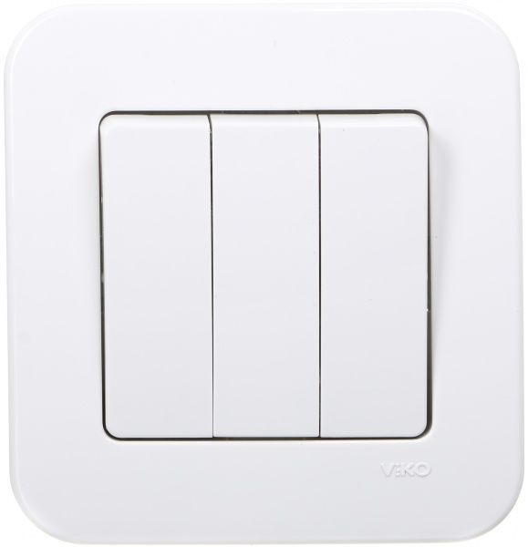 Вимикач триклавішний Viko Rollina без підсвітки 10 А 250В білий 90420068