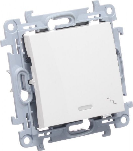 Выключатель проходной одноклавишный Simon 10 с подсветкой 10 А 250В белый CW6L.01/11