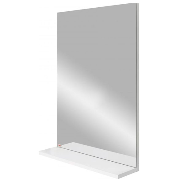 Зеркало Хаст 50х70 см с полочкой белое