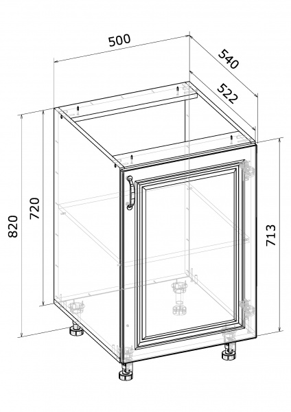 Тумба нижня МС Глорія 50х82х54 см білий/дуб артізан Грейд
