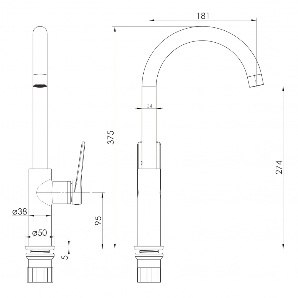 Смеситель для кухни RJ TATRA, хром