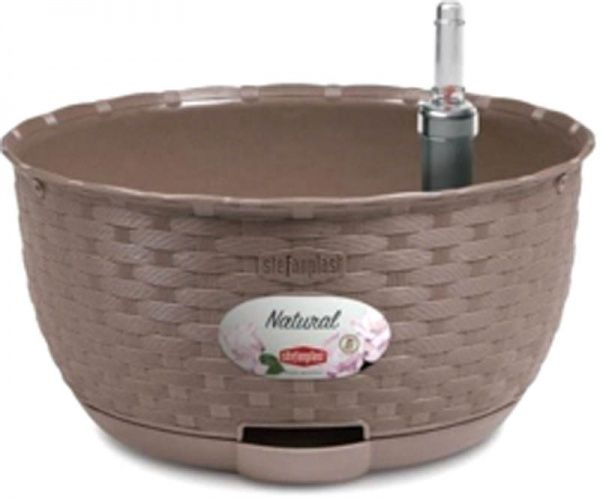 Вазон пластиковий Stefanplast Natural круглий 5,9л сірий (75603) 