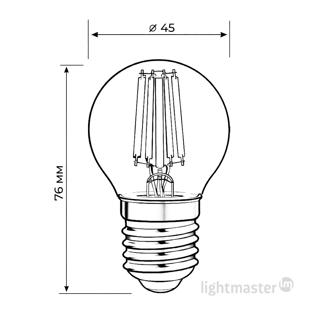 Лампа светодиодная LightMaster LB-665 Filament Deco G45 8 Вт E27 4000 К прозрачная 81045