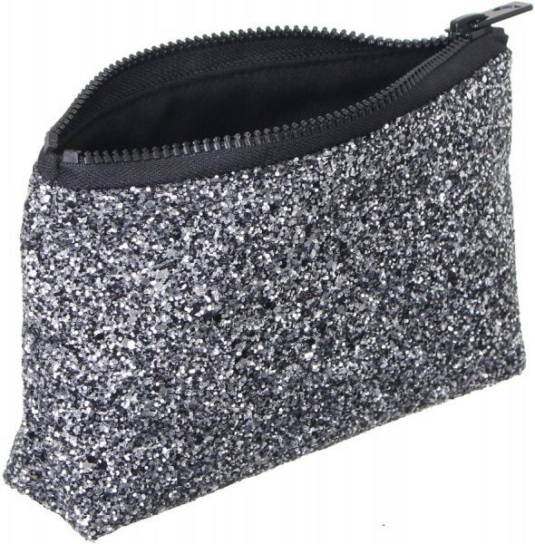 Косметичка блестящая 10х4х18 см серебристый 